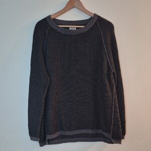 Planet By Lauren G Inside Out/reverse Sweater Black/Gray Raglan Sleeves OS
